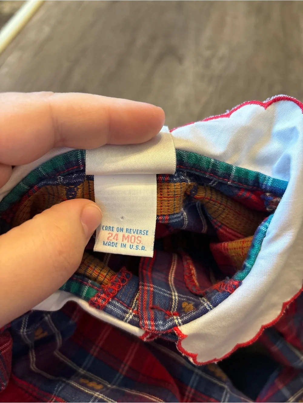 Vintage Oshkosh B’Gosh Baby B’Gosh Teddy Bear Romper Bubble Plaid Collar 24M